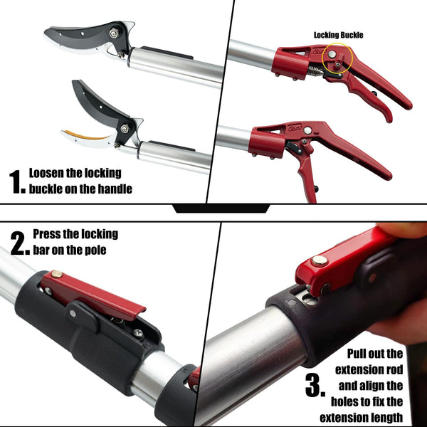 FLORA GUARD 1.4-3m Extendable Long Reach Pruner - Long Reach Pole Saw, Telescopic Fruit Picker, Long Reach Telescopic Tree Pruner - Lightweight Tree