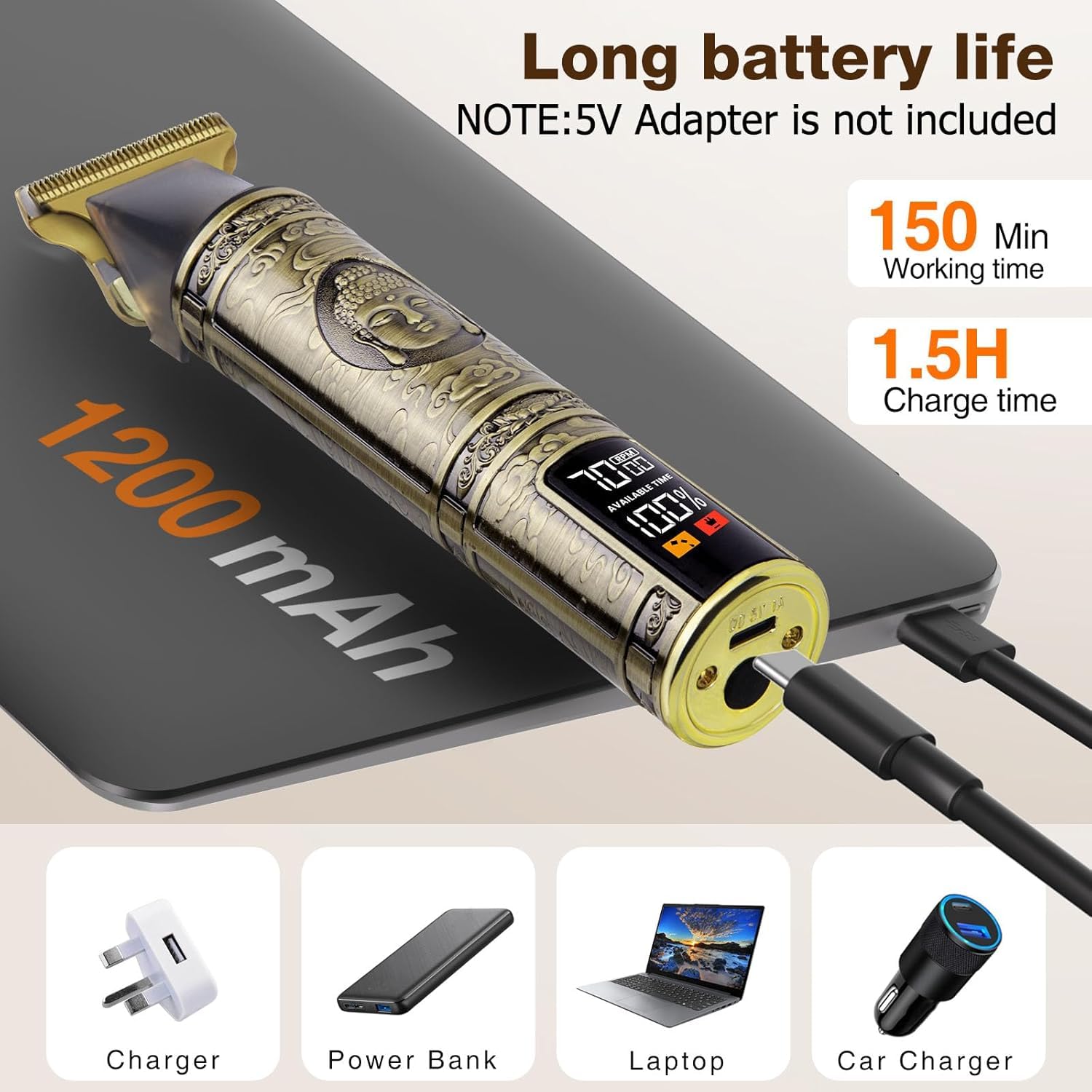 Upgraded Hair Clipper for Men, Hair Trimmer Shaver with LCD Display, Professional Beard Trimmer Barber Clippers Cordless Detailer Trimmer, Long-Lasting Battery Clippers for Haircuts, Gifts for Men