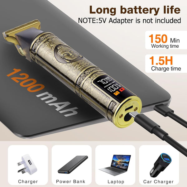 Upgraded Hair Clipper for Men, Hair Trimmer Shaver with LCD Display, Professional Beard Trimmer Barber Clippers Cordless Detailer Trimmer, Long-Lasting Battery Clippers for Haircuts, Gifts for Men