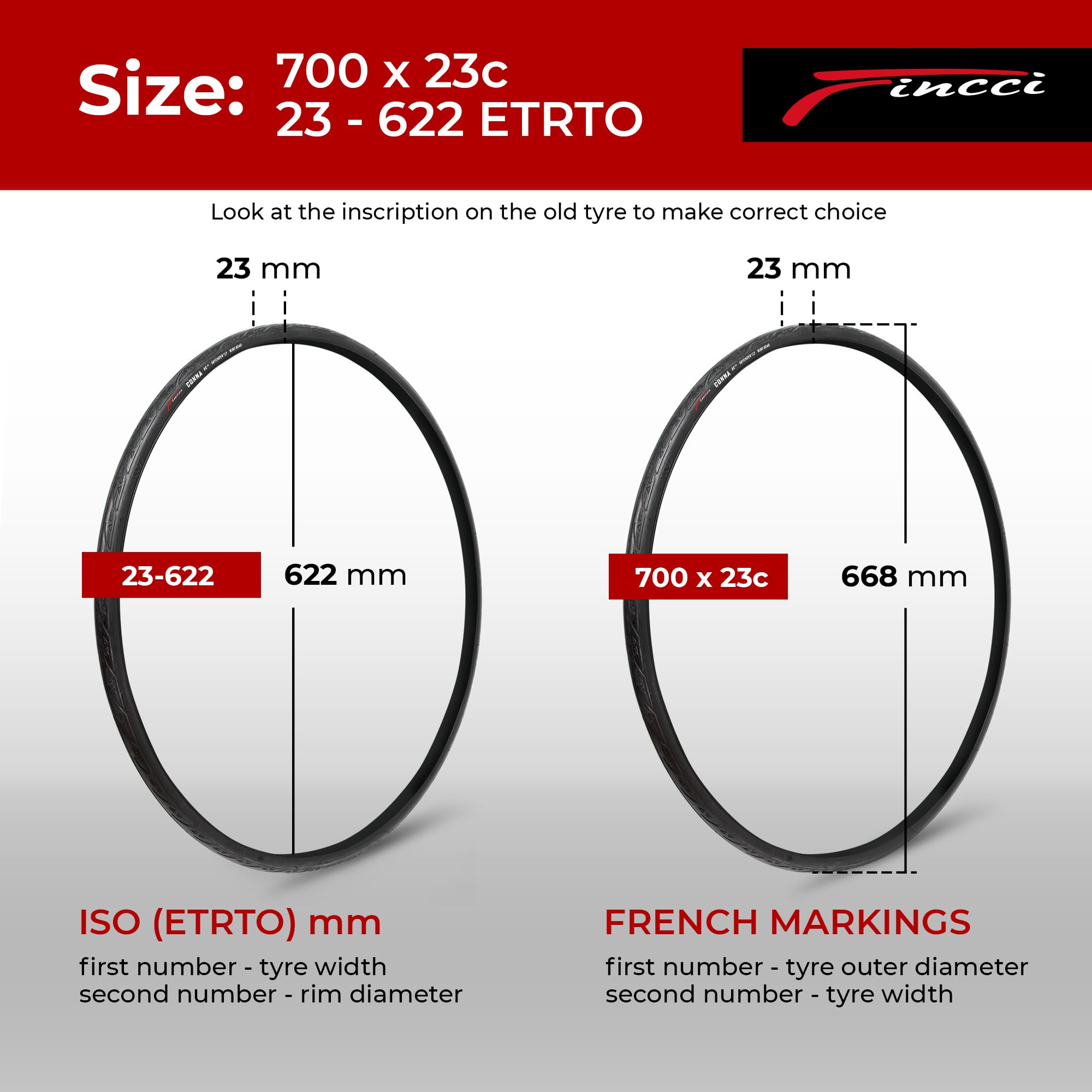 Fincci Racing Bike Tyres 700 x 23c - Set of Slick Foldable Tires 28 inch with 1mm Nylon Protection and 2x Inner Tube 23-622 Presta Valve - 60 TPI for