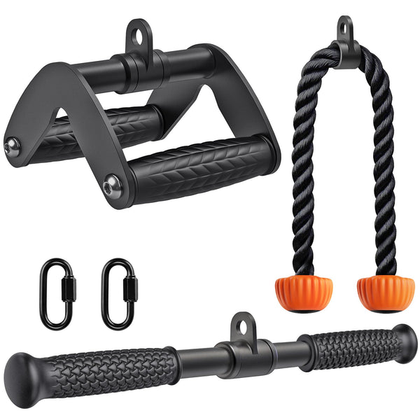 SELEWARE Triceps LAT Pulldown Attachments Home Gym Workout Accessories with Non-Slip Soft Rubber Grip Cable Machine Attachments Triceps Rope Double D
