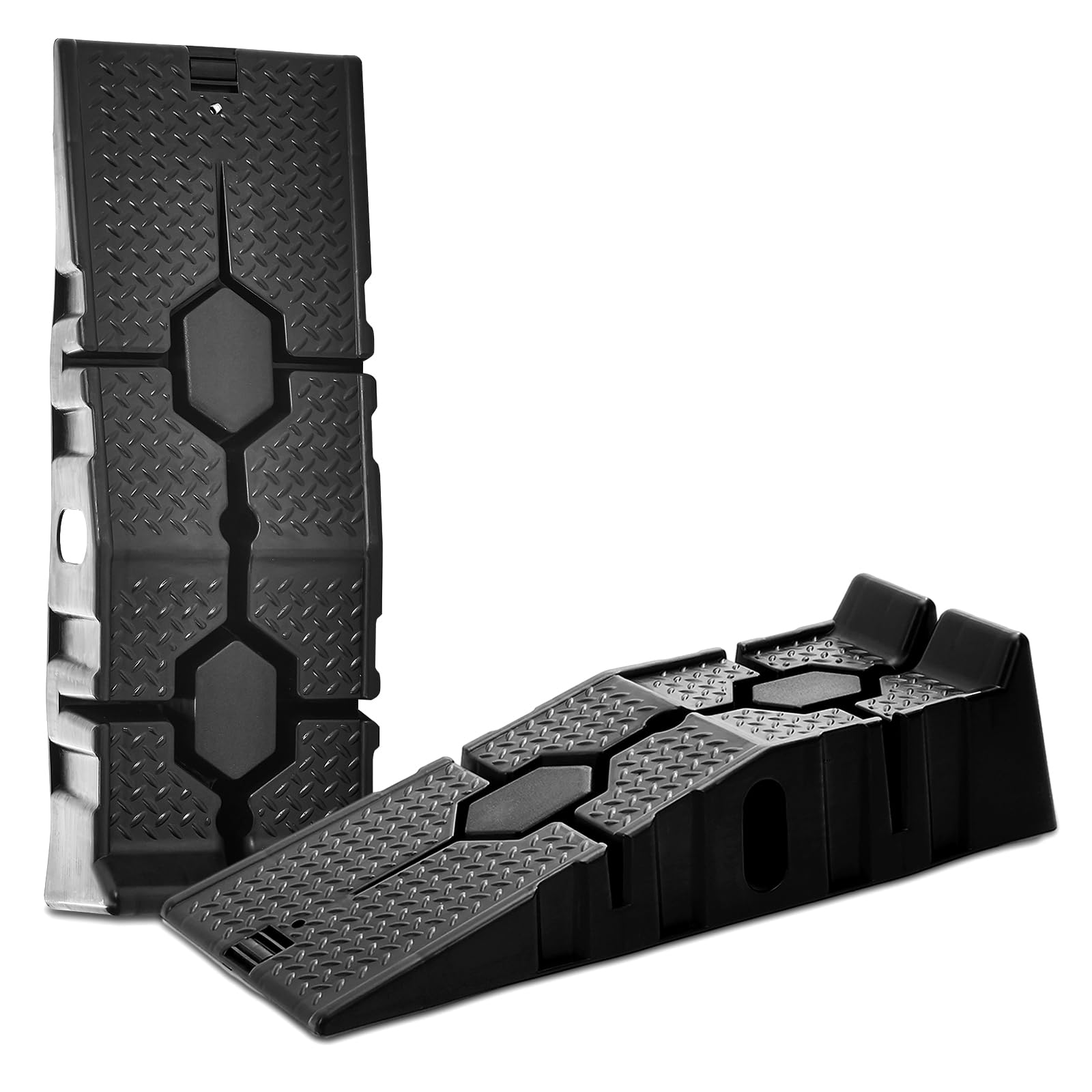 DKIEI Car Ramps, 5 Tons Heavy Duty Kerb Ramps, 2 Pieces of Portable Curb Ramp for Car, Motorhome, Automotive Lifting, 90x30x23cm, Black