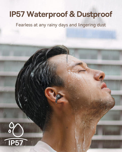 Baseus Bowie MC1 Open-Ear Headphones – Lightweight Bluetooth Air Clip with 40H Battery Life & Bass Ai HiFi Sound Quality & Bluetooth 5.4, (5.2g) with IP57 for Sports & Travel - White