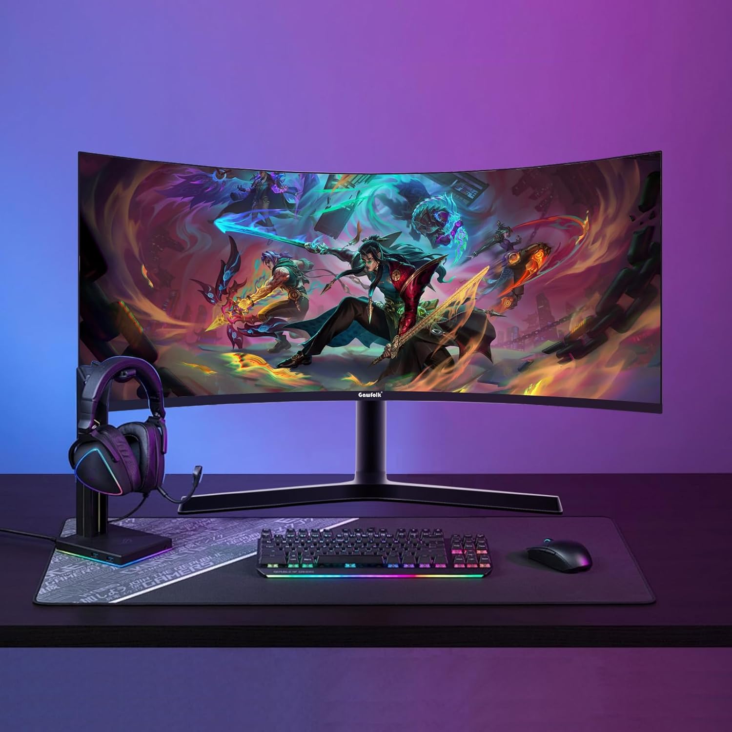 Gawfolk 34 Inch Ultrawide Curved 144Hz Gaming Computer Monitor 1500R PC Screen 21:9 UWQHD (3440x1440),Adaptive Sync,178° Viewing Angle,Display Port、HDMI 2.0, VESA75x75MM-Black