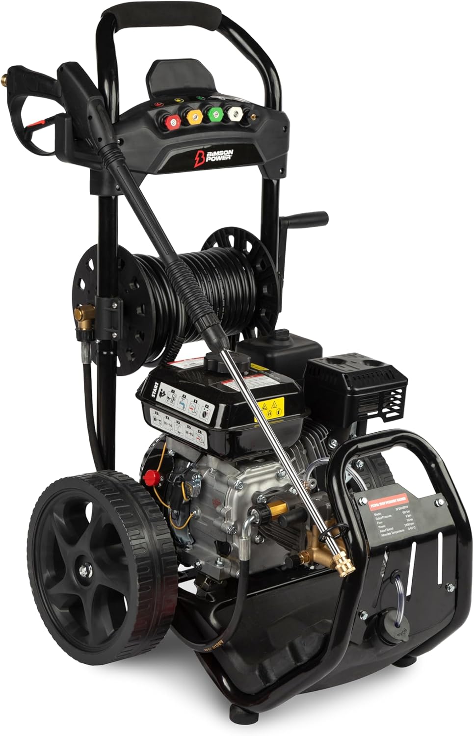 Bimson Power Petrol Pressure Washer UK Jet Wash 2900 PSI / 180 Bar, 30 meter Hose, Power Washer with 5 Spray Nozzles, Detergent tank 6L, High Pressure Washer, Portable, 2 Year Warranty
