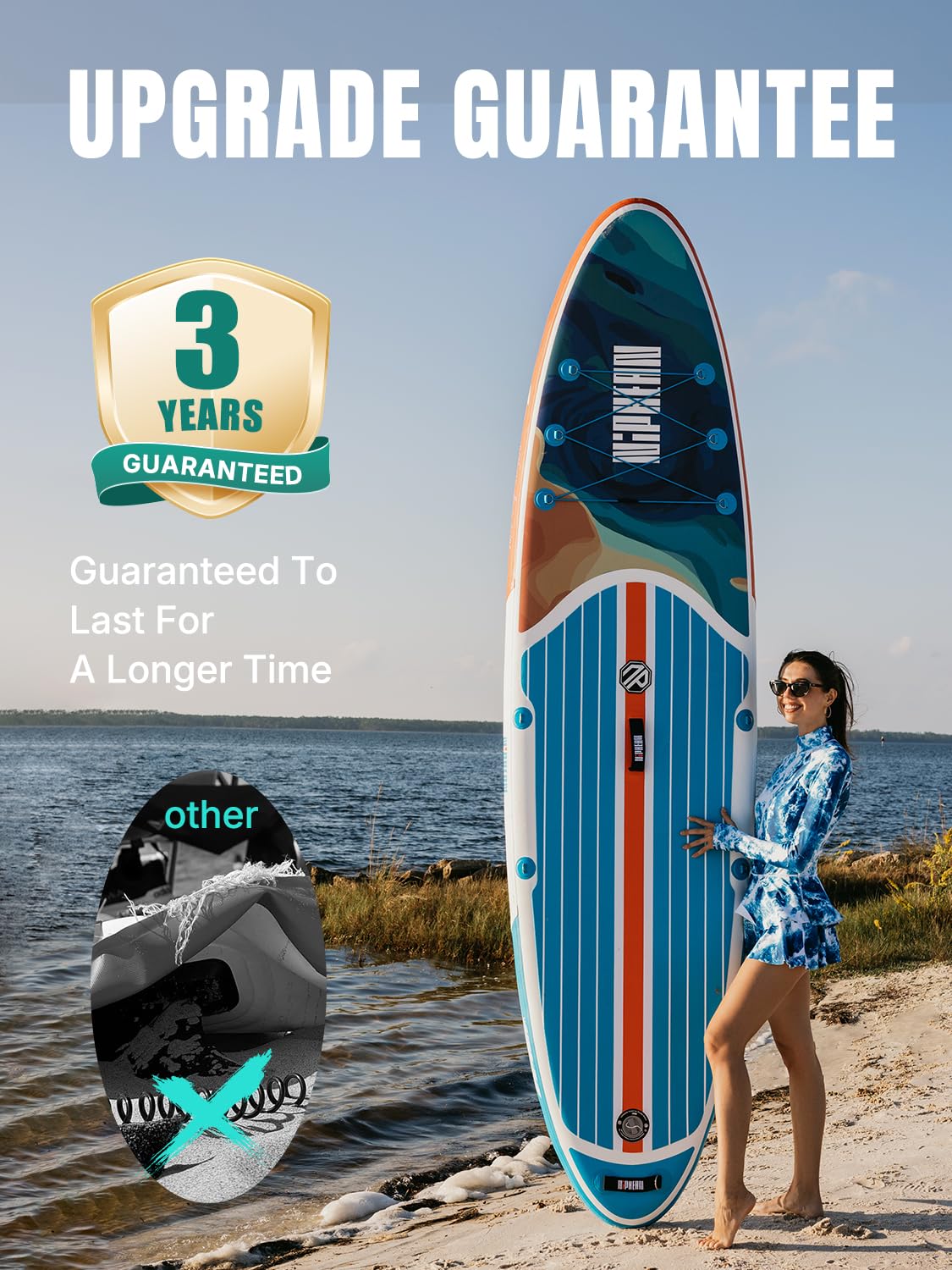 Niphean Inflatable Paddle Boards for Adults with All Accessories, 320cm Stand Up Paddle Board for All Skill Levels, SUP with 200kg Weight Capacity for 2 People, Inflatable Paddleboard with Seat