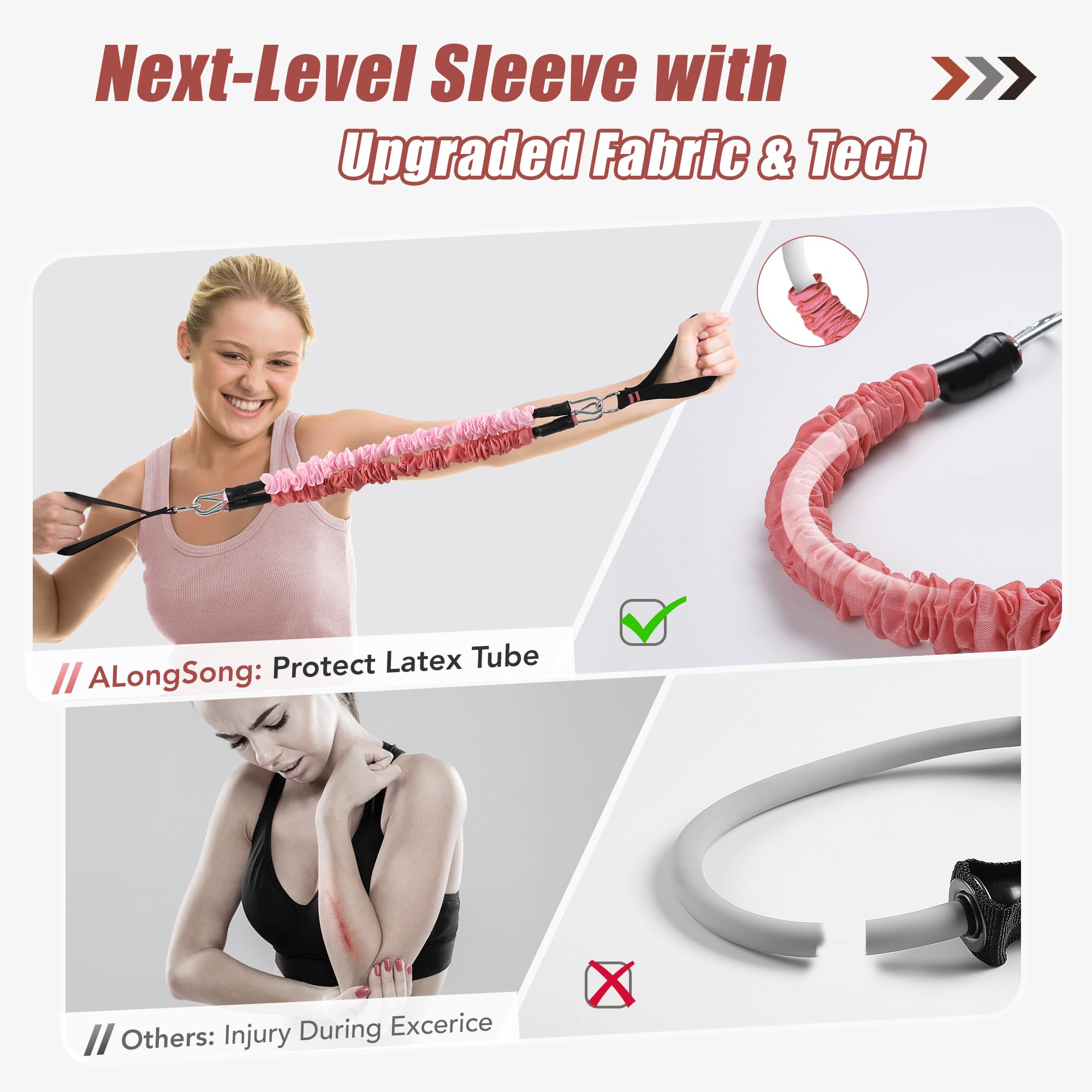 ALongSong Pilates Equipment Pilates Reformer With 6 Resistance Bands 20/30/40lbs Anti-Snap Protection For Home Gym Workout Yoga Twisting Squat