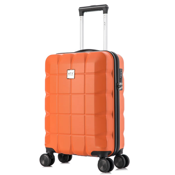 ATX Luggage Suitcase Large on 4 Dual Spinner Wheels Super Lightweight ABS Hard Shell Hold Check in with Built-in TSA Lock (Orange, 110 Liter)