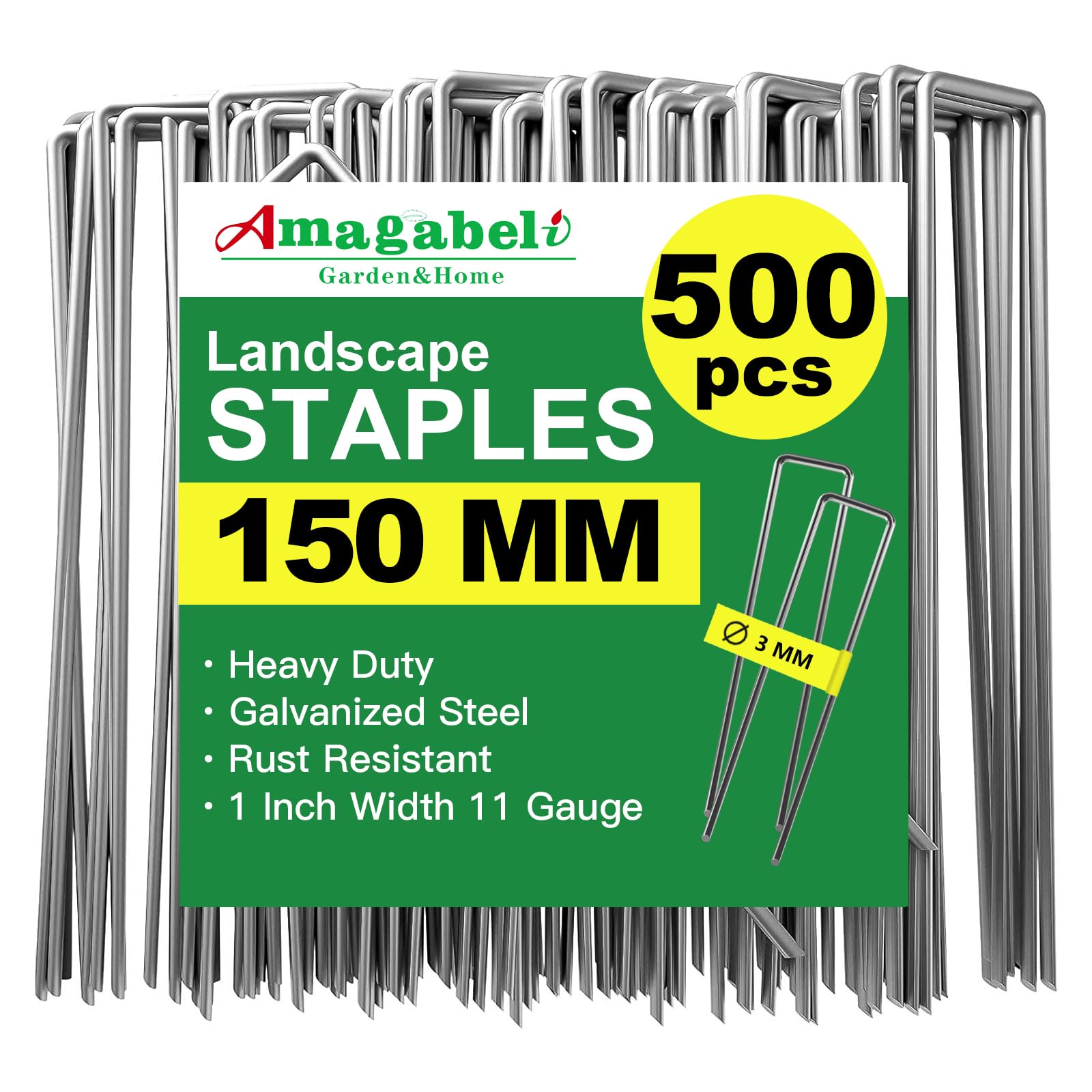 Amagabeli Garden Home Weed Membrane Pegs Garden Pegs 500 Pack 6 Inch Garden Stakes Galvanized Garden Securing Pegs Garden Staples Landscape Staples