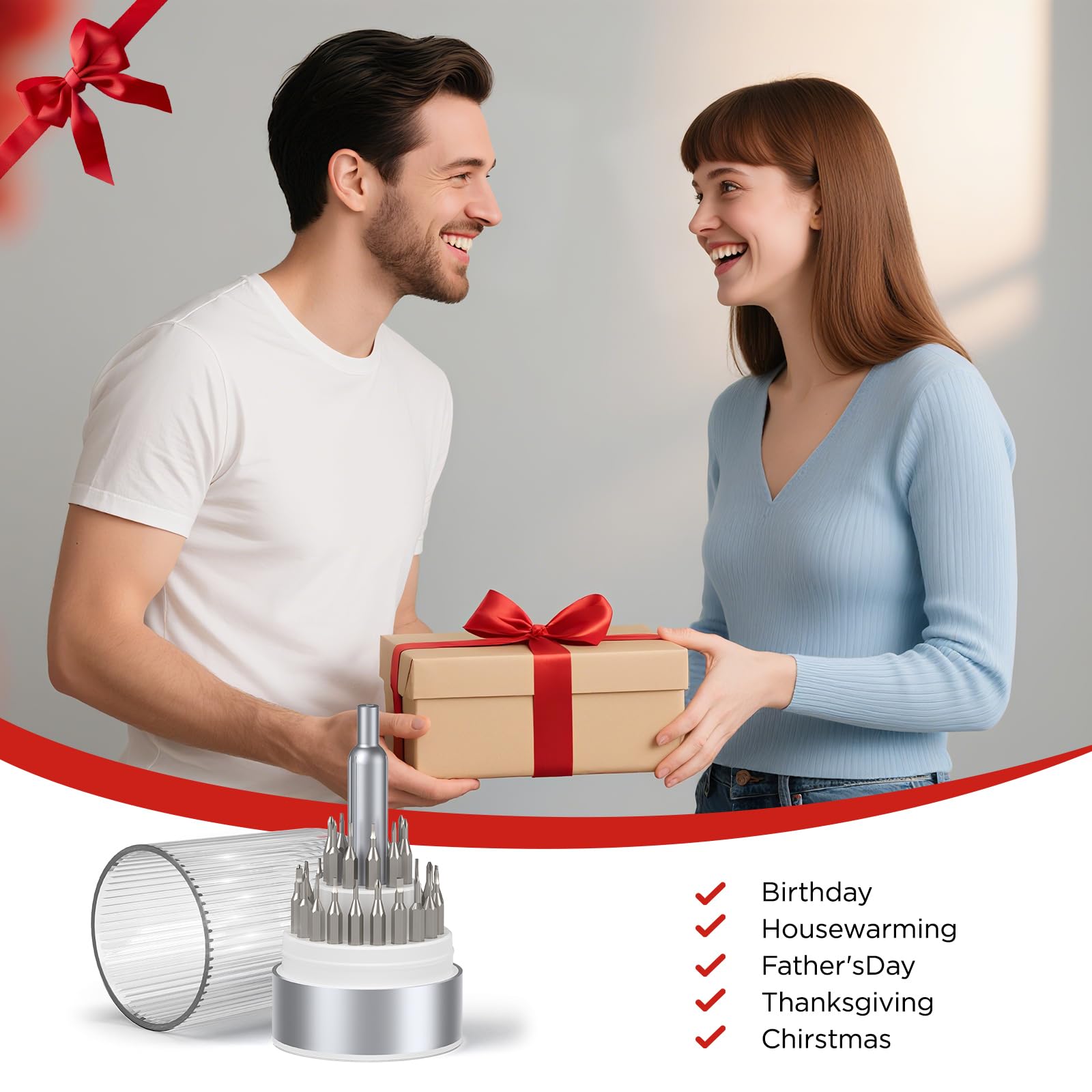 E·Durable 4pcs VDE Screwdriver Set, Magnetic Insulated Screwdriver Set to 1000v, Multifunctional Tool Kit Chrome Vanadium Screwdrivers TPR Handle for Home and Professional Use, Red