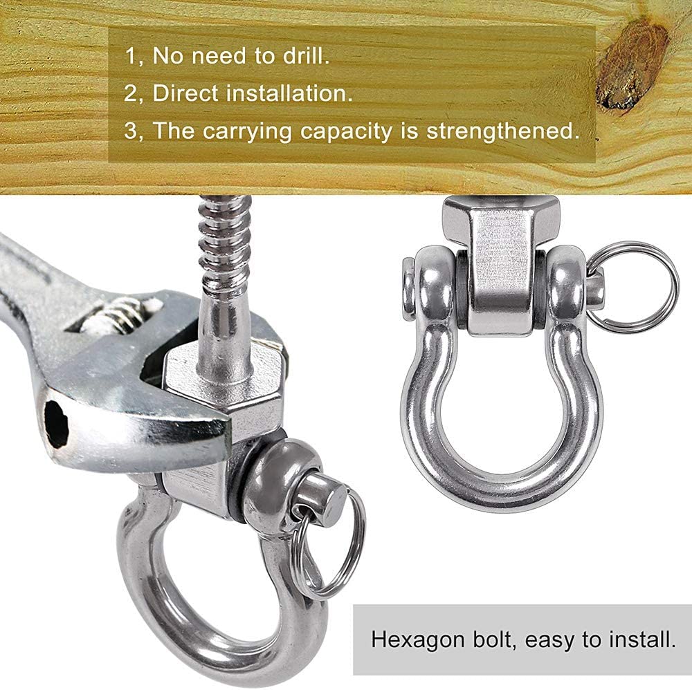 BeneLabel Hammock Bolt 6Pcs Hammock Fixings, Antirust SUS304 Swing Brackets for Wood 816Kg Capacity, Indoor Outdoor Playground Yoga Hammock Chair