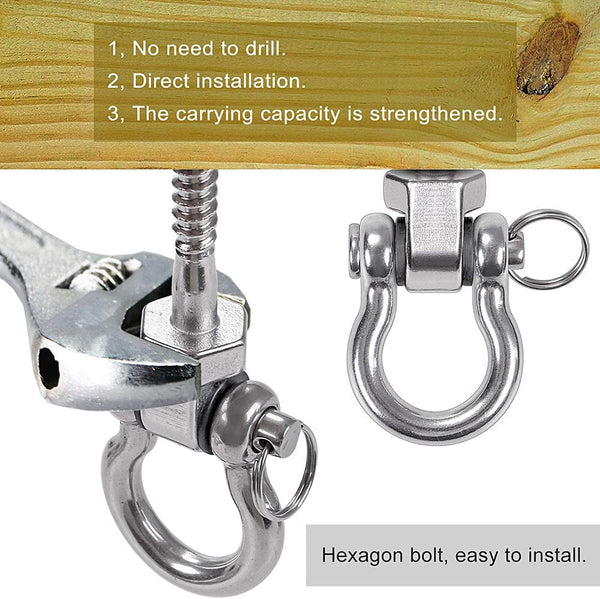 BeneLabel Hammock Bolt 6Pcs Hammock Fixings, Antirust SUS304 Swing Brackets for Wood 816Kg Capacity, Indoor Outdoor Playground Yoga Hammock Chair