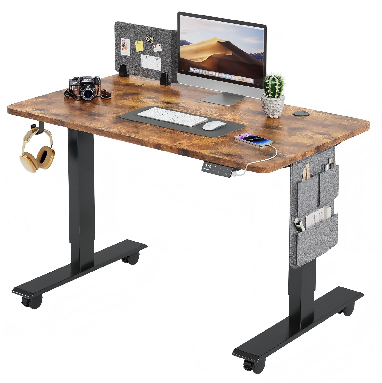 MAIDeSITe Height Adjustable Standing Desk Electric Standing Desk Sit Stand Desk Stand Up Desk with Cable Tray 120 * 60cm Desktop for Home Office