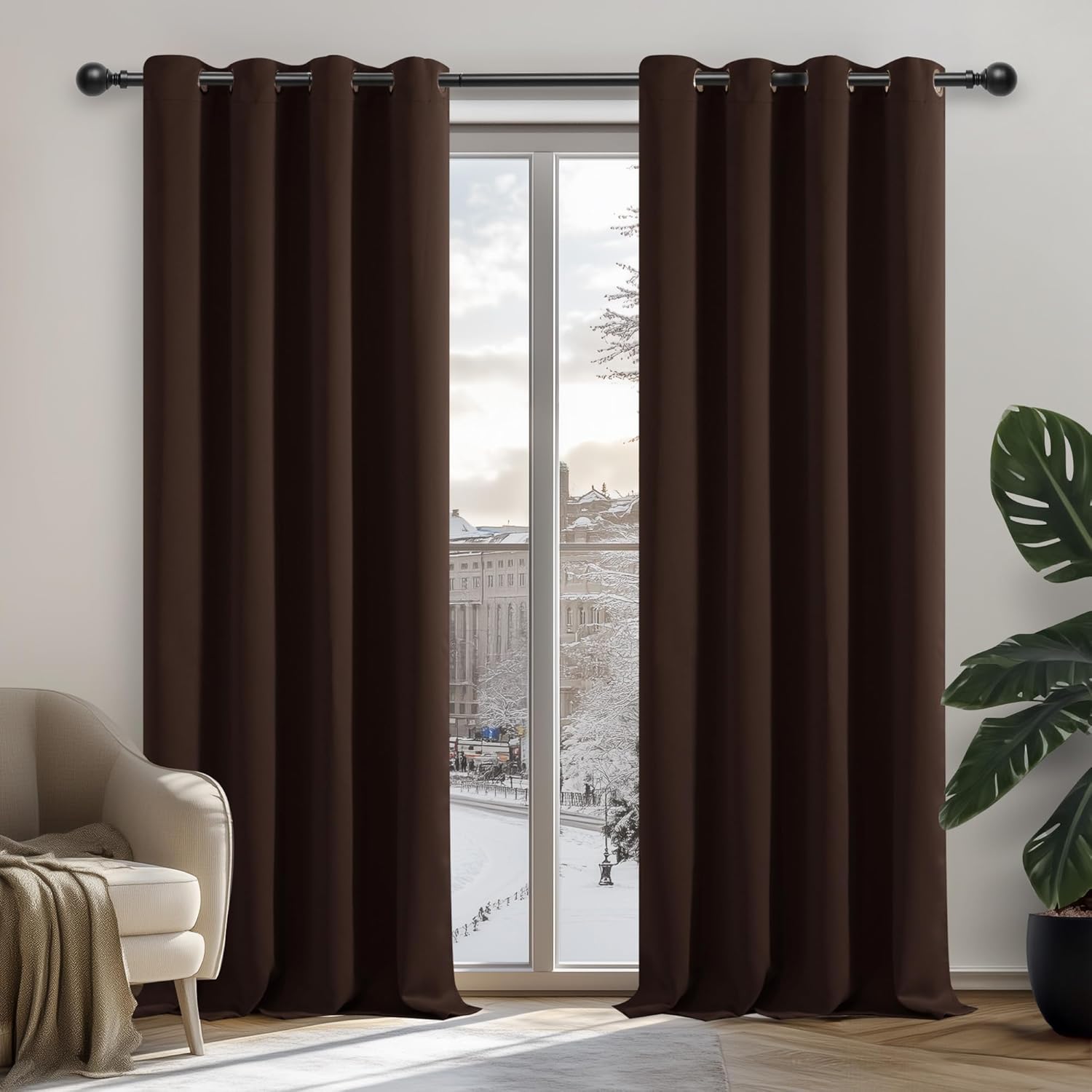 Deconovo Blackout Curtains Eyelet Super Soft Thermal Insulated Ring Top Blackout Curtains for Nursery 46 x 54 Drop Inch Dark Grey 2 Panels