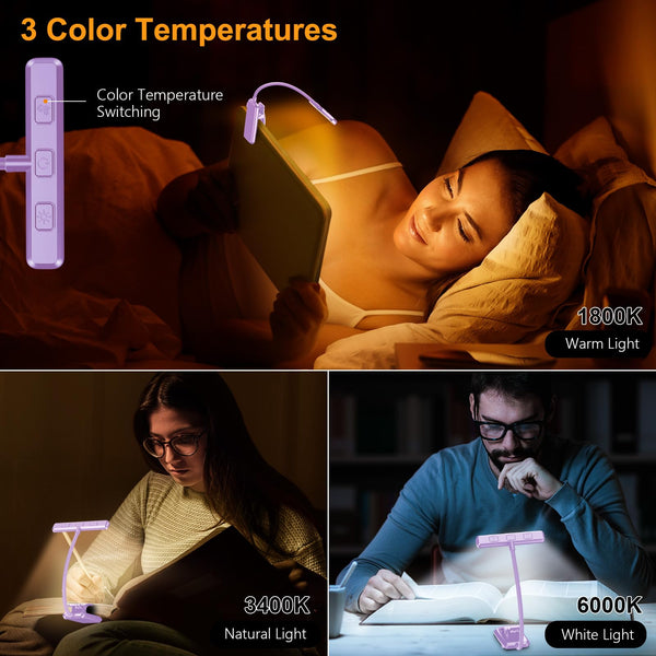 Gritin 19 LED Book Light, Reading Light Book Lamp for Reading at Night with Memory Function, 3 Eye-Protecting Modes -Stepless Dimming, Long Battery Life, 360° Flexible Lamp for Bed,Tablet