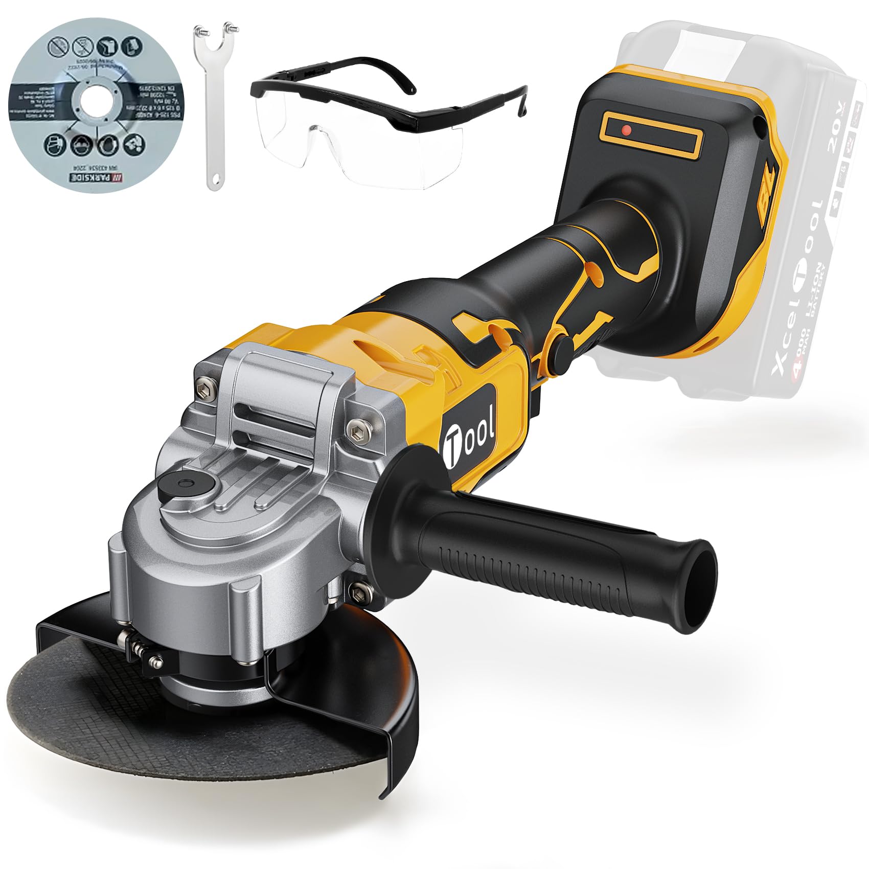 Cordless Angle Grinder,125mm Brushless Battery Grinders for 20V MAX Battery (Battery Not Included), 8500RPM Power Tool with 2-Position Adjustable Handle, for Cutting, Grinding and Polishing