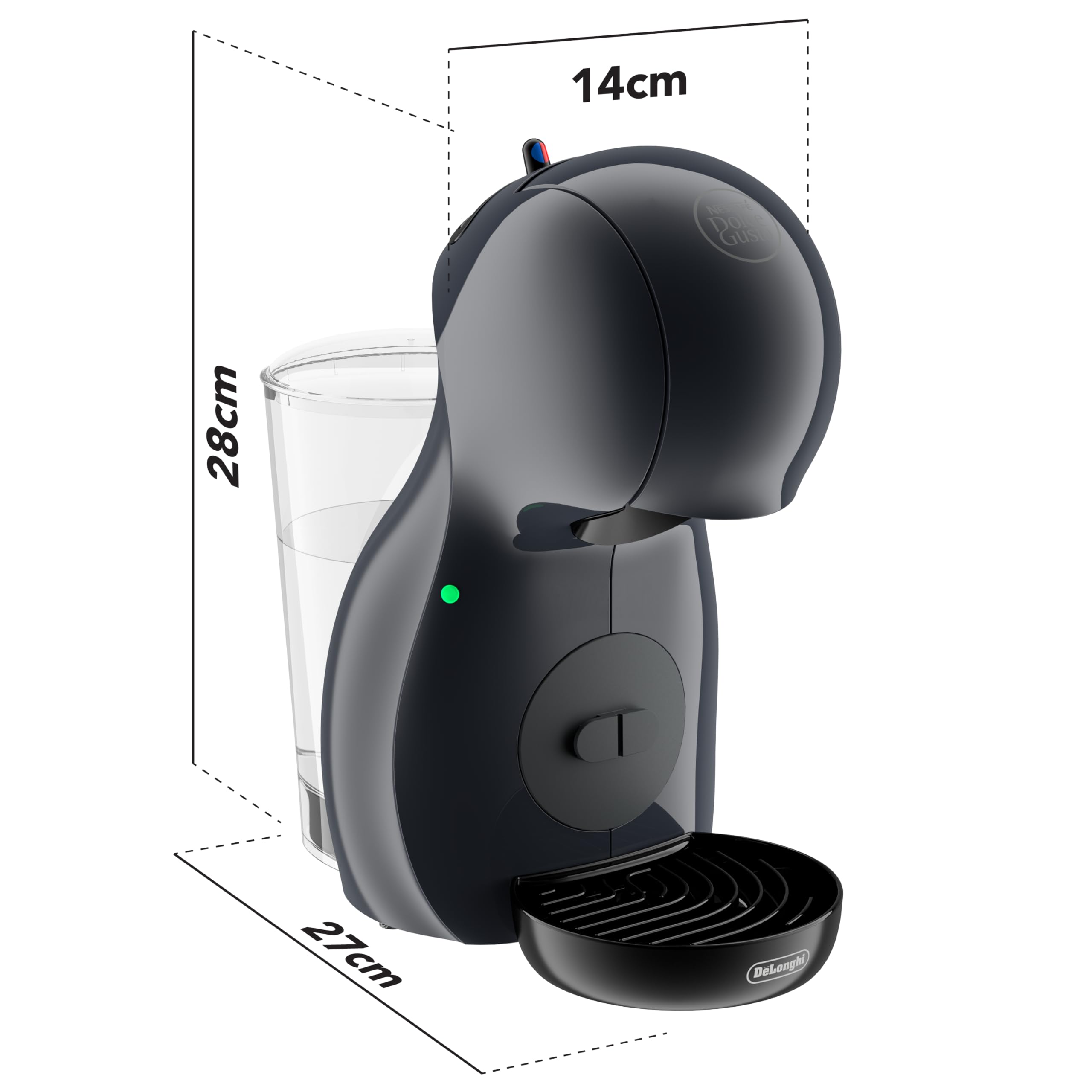 NESCAFÉ DOLCE GUSTO De'Longhi Piccolo XS Pod Capsule Coffee Machine, Espresso, Cappuccino and more, EDG210.WB, 0.8 litres, White and Black