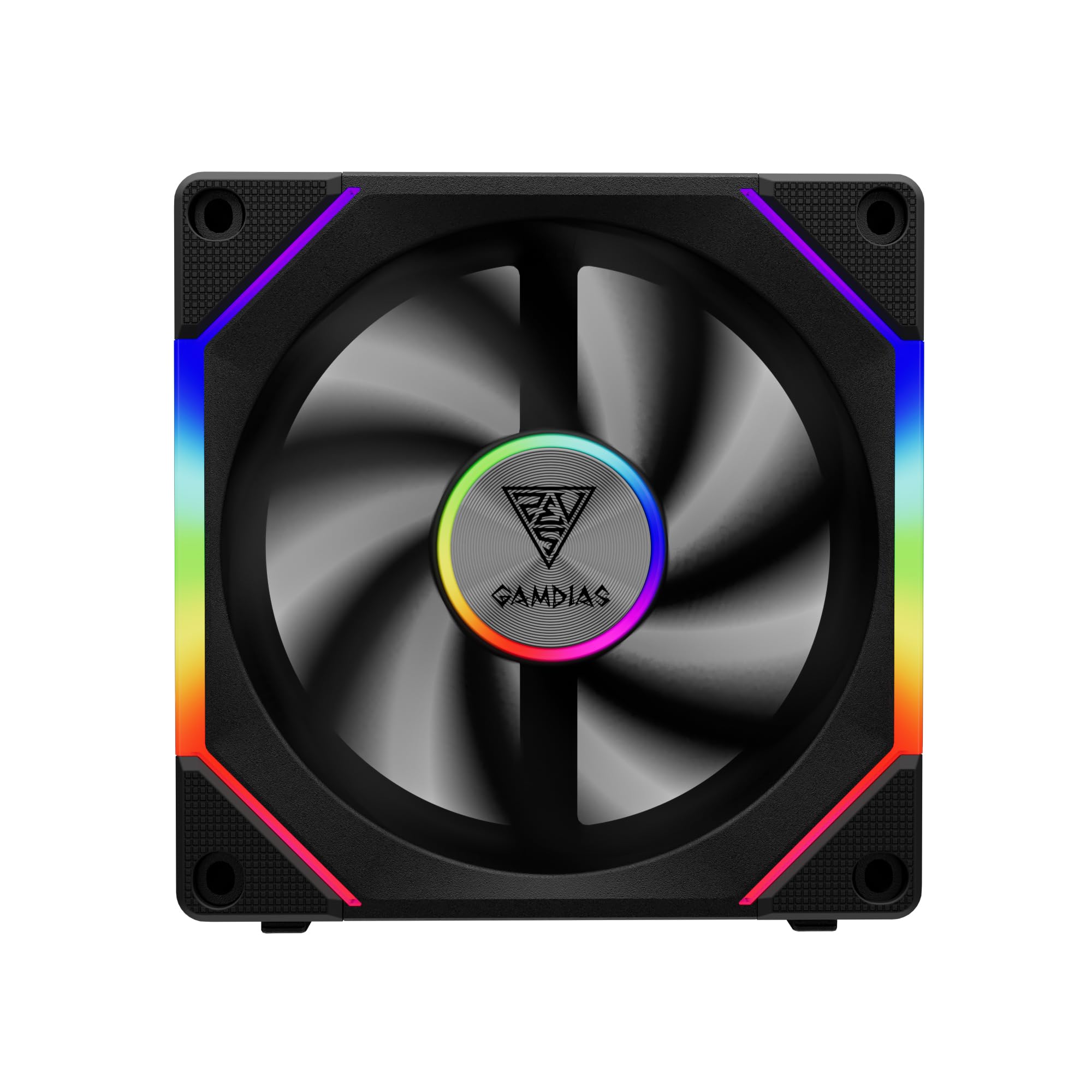 GAMDIAS 120mm ARGB PC Case Fans, Computer Case Fan, Cabless Daisy Chain Connection, Dual Infinity Mirror Lighting, Swappable Fan Blade for Reverse Airflow, Performance 30mm Thick, With Control Box