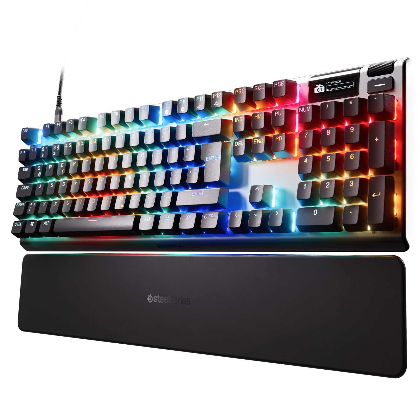 SteelSeries Apex Pro Gen 3 Gaming Keyboard - OmniPoint 3.0 HyperMagnetic Switches - Adjustable Actuation - Rapid Trigger - Game-Ready Presets - Rapid Tap/SOCD - OLED - RGB - USB-C - English QWERTY