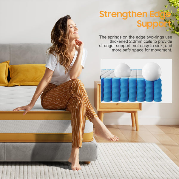 Double Mattresses 10 Inch Hybrid Memory Foam Mattress 4FT6, 7 Zone Orthopedic Double Mattress, Pocket Spring Medium Firm Breathable Soft Fabric, with Motion Isolation, with OEKO TEX(135x190x25cm)