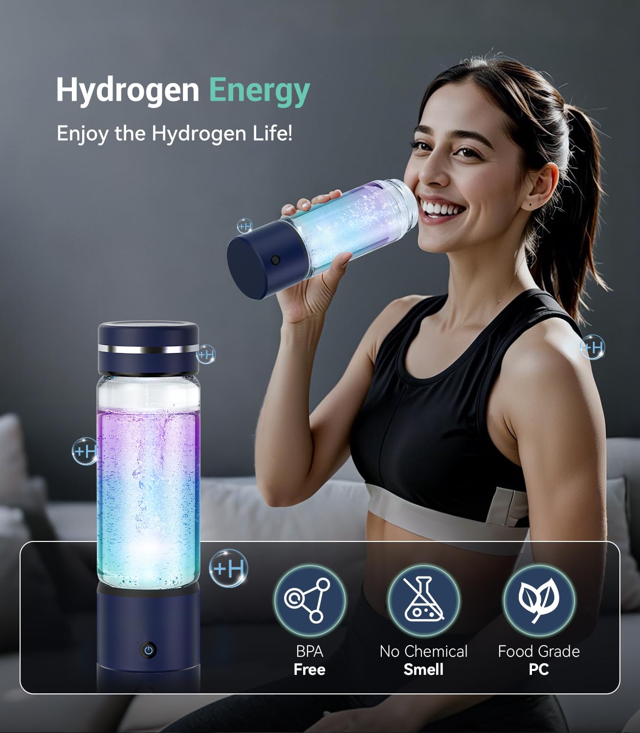 Upgrade 3-in-1 Hydrogen Water Bottle Generator - Industry TOP - 24-Hour Hydrogen Lock | 0 Chlorine & 0 Ozone | 100% Leak-Proof Seal, Hydrogen Water Bottle Generator