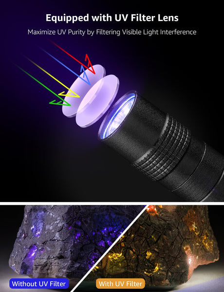 Lepro UV Torch Light, 365nm Ultraviolet Flashlight, Lightweight Pen Torch with Clip, High UV Purity, Small Ultraviolet Light, Blacklight Detector for Pet Urine, Stain, Bed Bugs, and More, 2 Packs