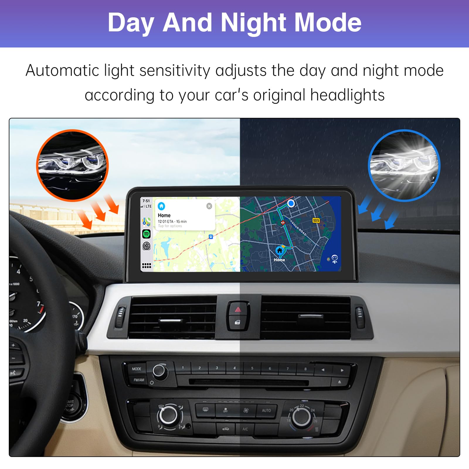 Road Top 12.3 Inch Ultra-Narrow Carplay Touchscreen for BMW 3 & 4 Series F30/F31/F32/F33/F34/F35/F36 2012-2015 Year, Car Stereo Multimedia Radio Receiver, Support Wireless Android Auto, Mirrorlink