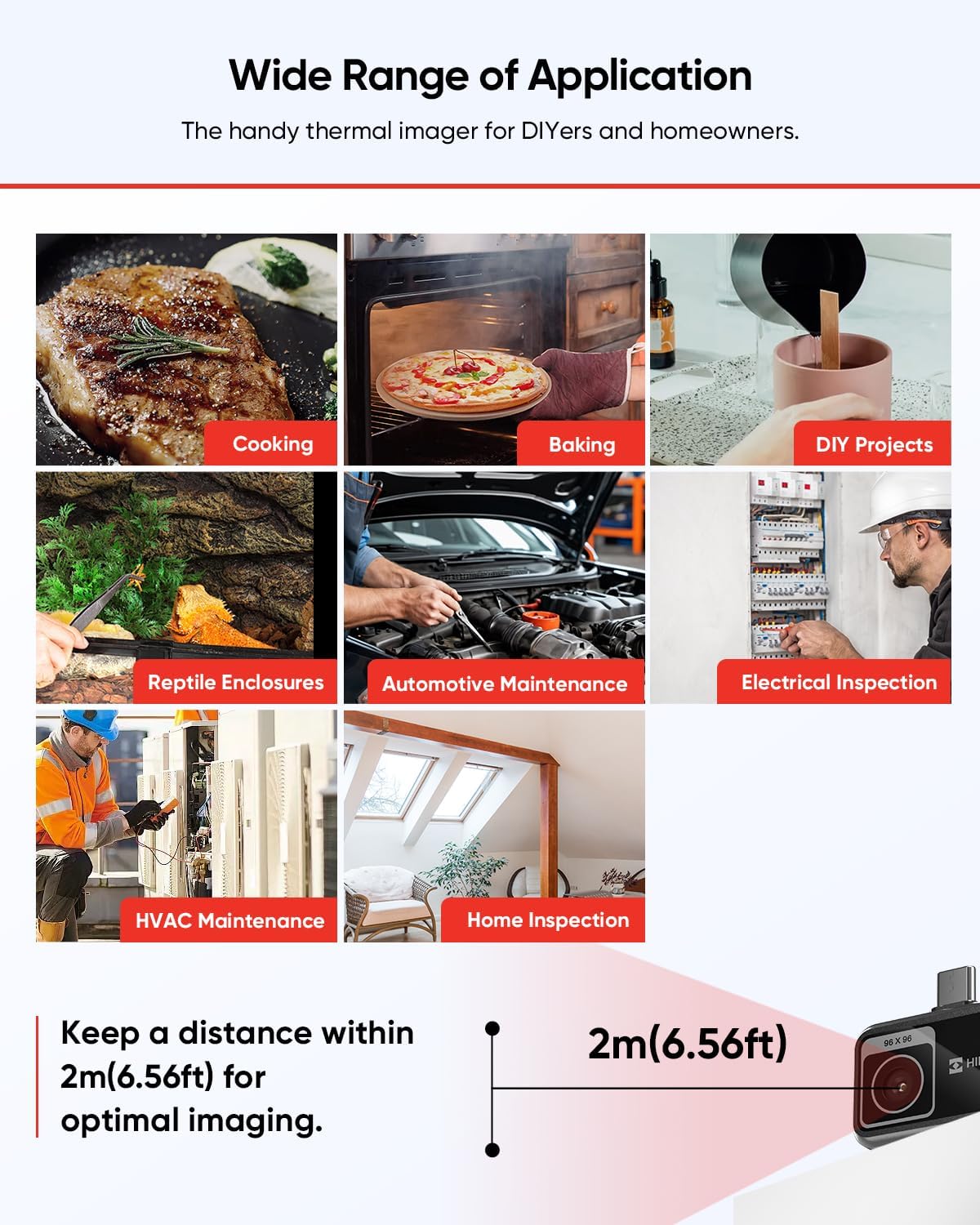 HIKMICRO MiniE Thermal Camera Android/iOS, 192×192 SuperIR Thermal Imaging Camera, 96×96 IR Resolution, No Battery, for Phone/Tablet,USB-C/Lightning Port,Support iPhone 15/16