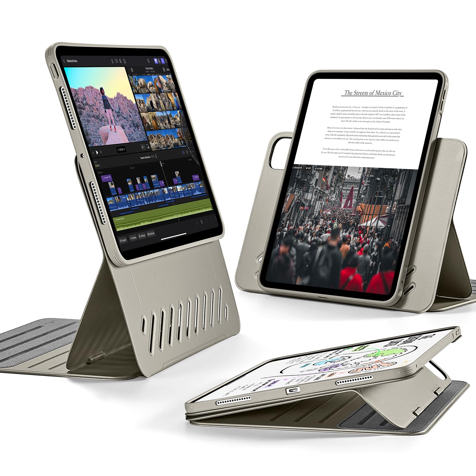 ESR for iPad Pro 12.9 Case (6th/5th Generation, 2022/2021), Removable Magnetic Cover, Adjustable Portrait/Landscape Stand with Raised Display View, 9 Standing Angles, Shift Series, Black