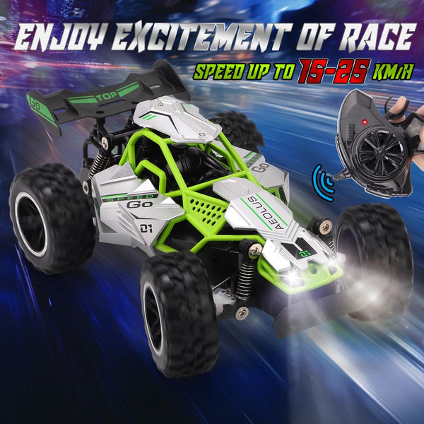 RUIDYA Kids RC Race Cars, 2.4GHz 1:18 Scale Off-road Remote Control Car Toy for Children with LED Light, Rechargeable High Speed All Terrain RC Drift Vehicle, Birthday Gift for 3+ Year Old Boys Girls
