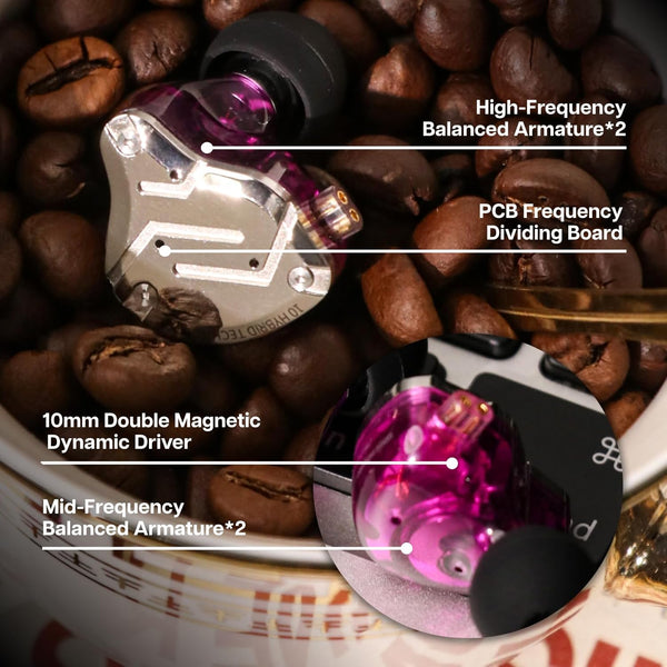 Linsoul KZ ZS10 Pro, 4BA+1DD 5 Driver in Ear Monitor, HiFi Wired Earbuds, Gaming Earbuds, Hybrid IEM Earphones with Stainless Steel Faceplate, Recessed 2 Pin Detachable Cable(With Mic, Glare Blue)