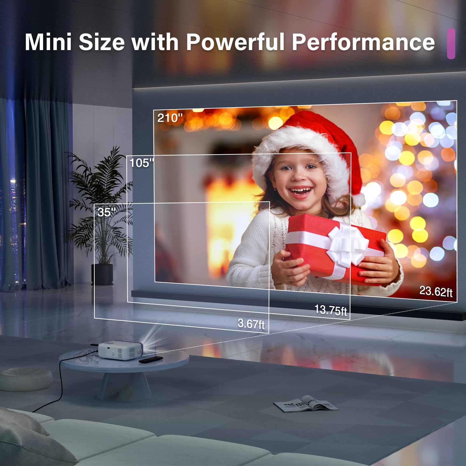 [Netflix Official & Auto Focus/Keystone] Smart Projector 4K Support, VOPLLS 25000L Native 1080P WiFi 6 Bluetooth Outdoor Projector, 50% Zoom Home Theater Movie Projectors for Bedroom/iOS/Android/PPT