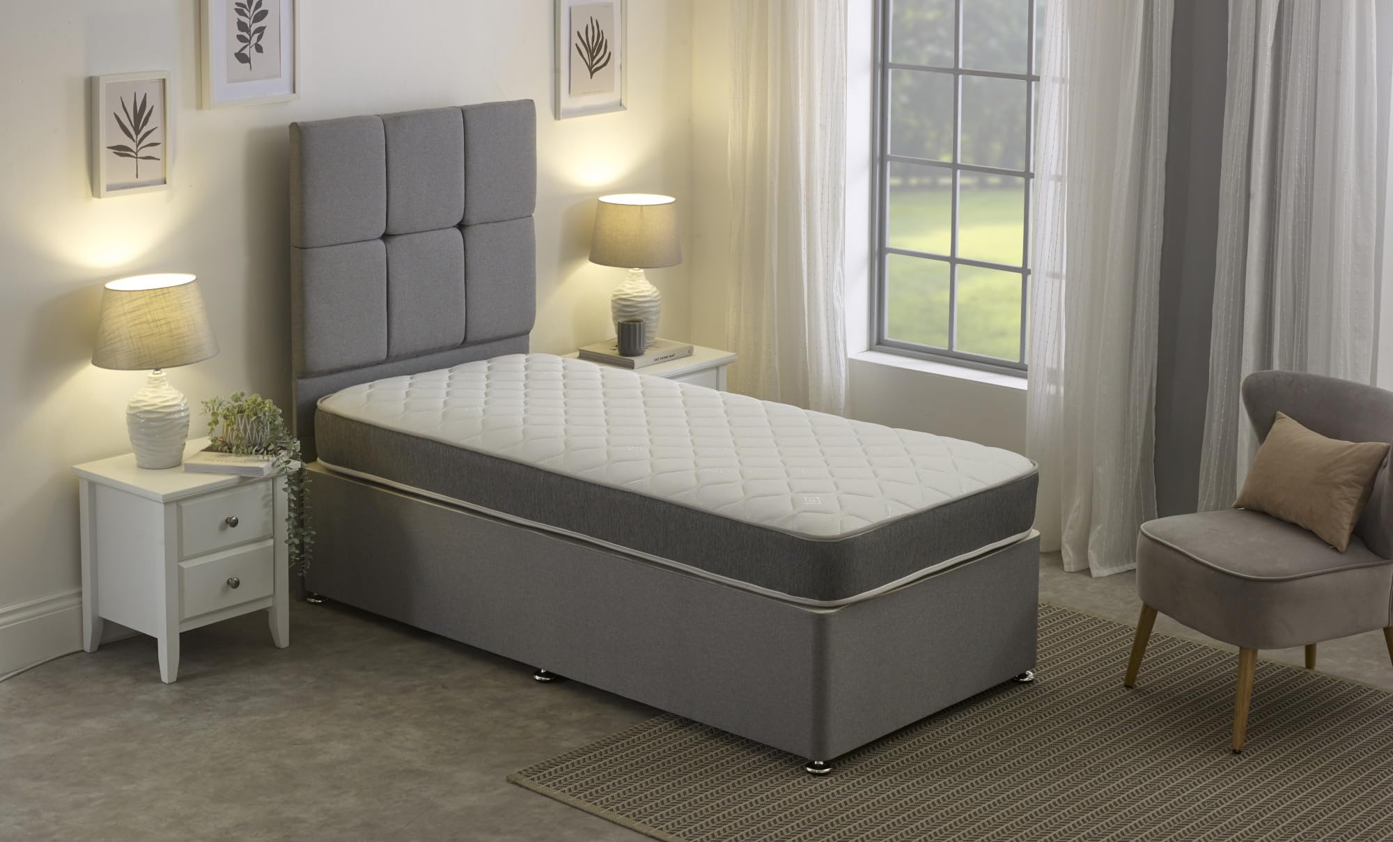 Extreme Comfort Hybrid Grey Essentials Mattress | 4ft Small Double (120cm x 190cm) | Memory Foam & Bonnell Spring | Plush Feel | Cooltouch Plus Sleep