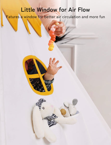 besrey Kids Play Tent Playhouse for Indoor & Outdoor – Spacious Design with Windows, Christmas Tree Flag & Lights Included