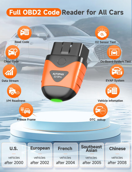 AUTOPHIX Bluetooth OBD2 Scanner, 3210 PRO Car Scan Tool Check Engine ABS SRS Transmission Wireless Code Reader Auto Car Diagnostic Scanner with Battery Test Exclusive APP for iPhone, iPad & Android