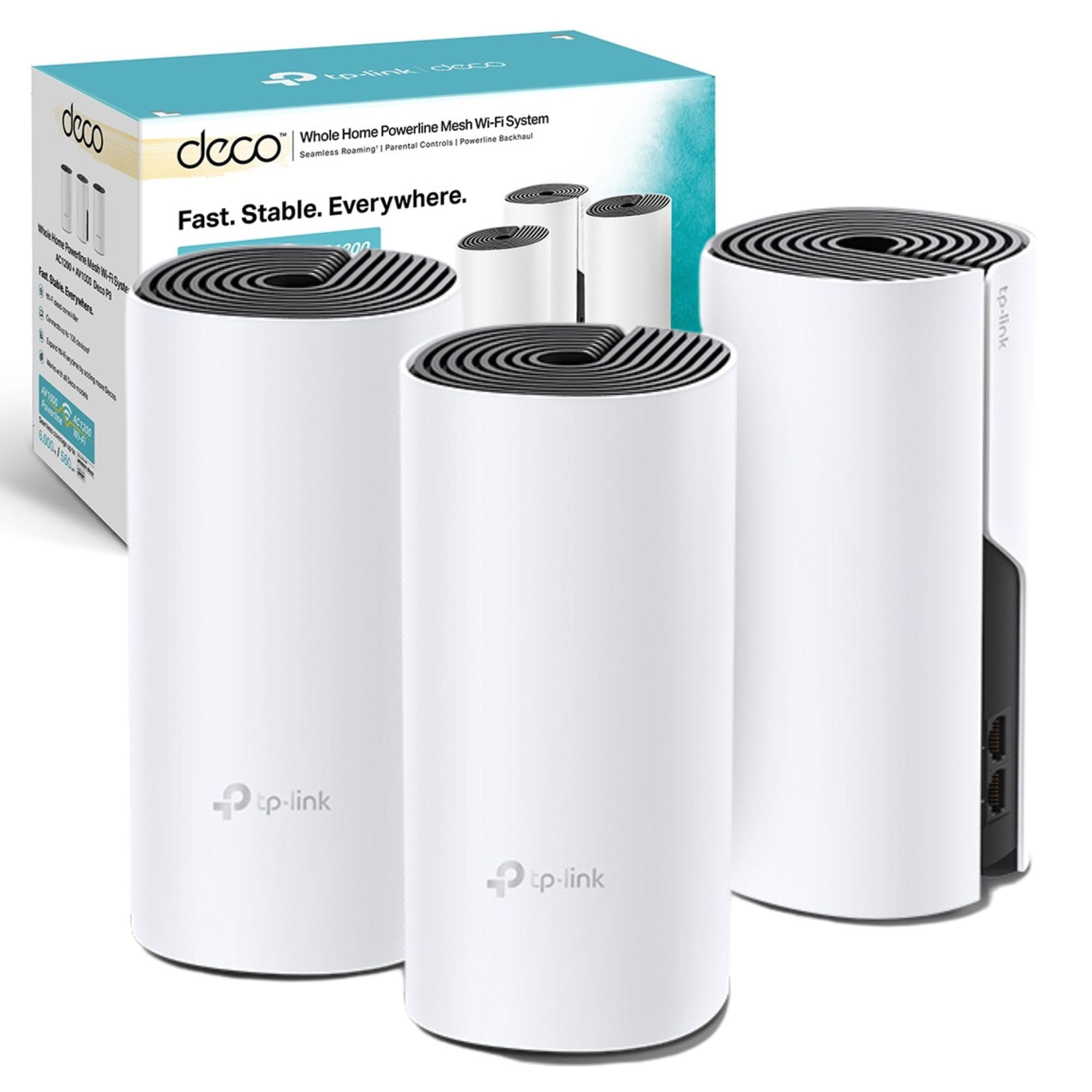 TP-Link Deco PX50 AX3000 + G1500 Whole Home Powerline Mesh Wi-Fi 6 System, Dual-Band, Gigabit Ports, AI-Driven Mesh, cover up to 6,500 ft2, Connect up to 150 devices,1.0 GHz CPU, HomeShield, Pack of 3