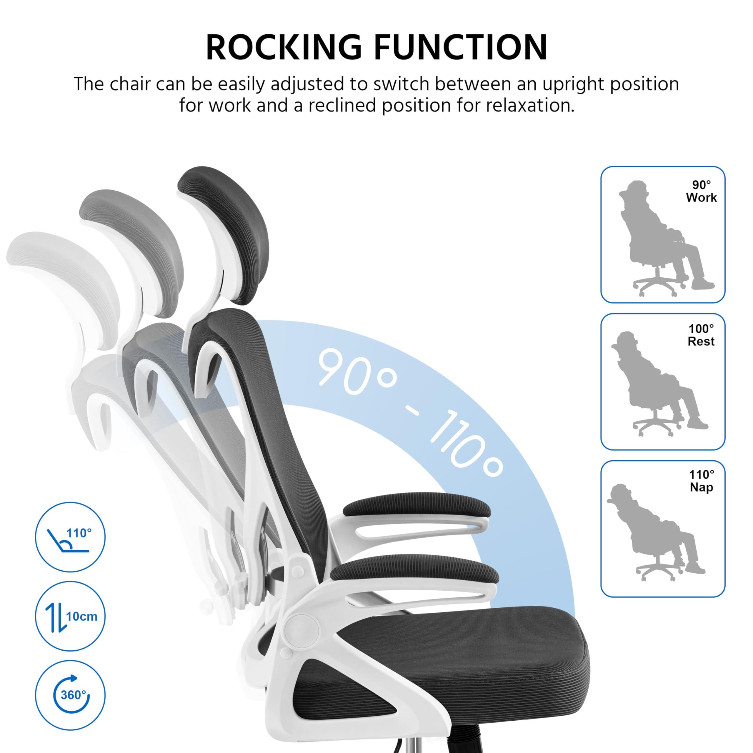 Yaheetech High Back Home Office Chair Ergonomic Swivel Desk Chair with Arms and Height Adjustable Back Support for Home Study or Manager Work White/Pink