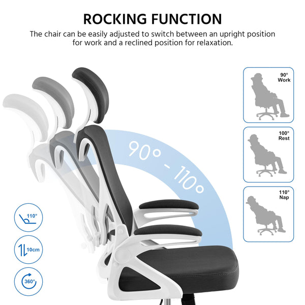 Yaheetech High Back Home Office Chair Ergonomic Swivel Desk Chair with Arms and Height Adjustable Back Support for Home Study or Manager Work White/Pink