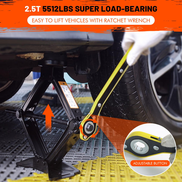 IMAYCC Car Jack Kit 2.5 Ton, Universal Scissor Jack for Car with Rubber Jack Pad, Portable Tire Changing tool with Lug Wrench, Emergency Kit for SUV MPV