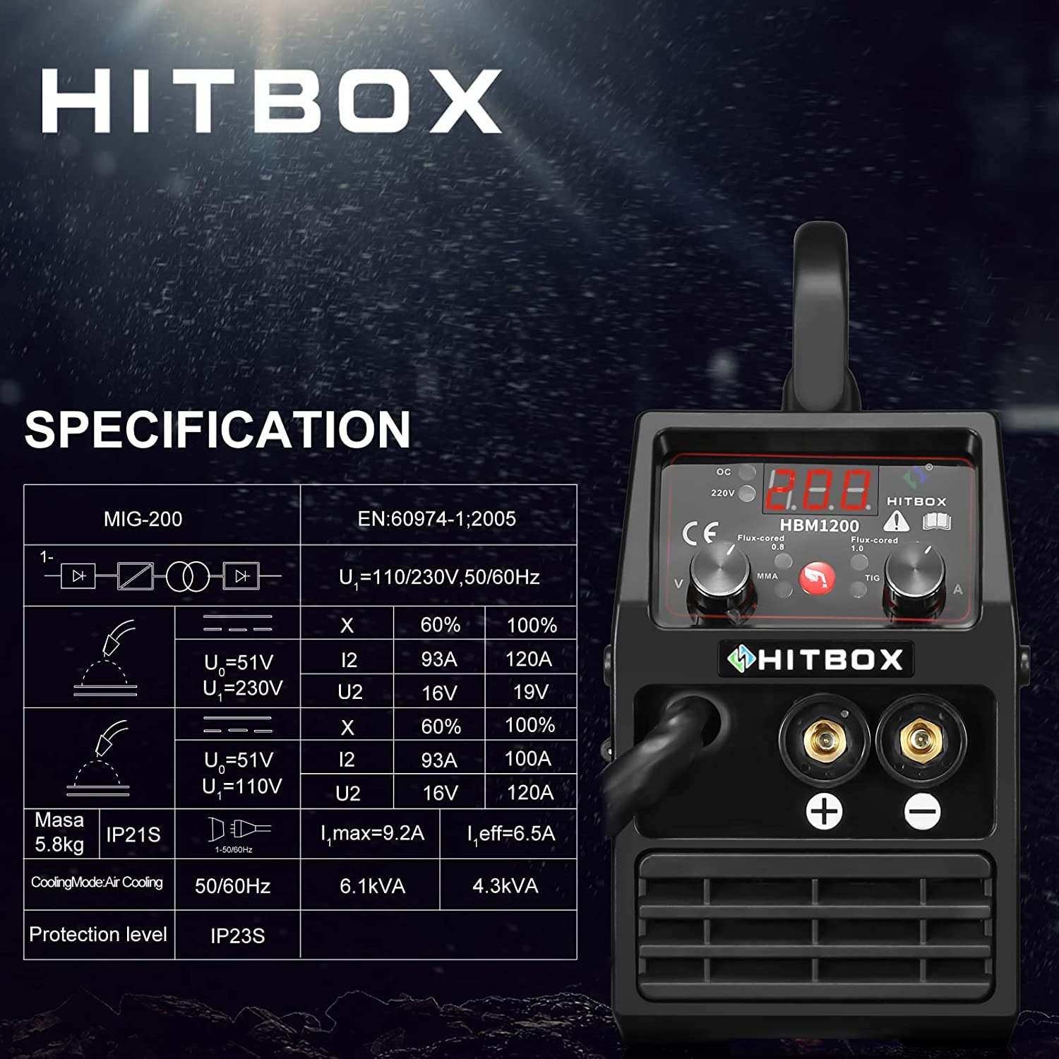 HITBOX 160A Stick Welder, 2 in 1 Lift TIG MMA ARC Welding Machine, 240V Portable Welder with Arc Force, Hot Start, Anti-Stick, LCD Digital Display, IGBT Inverter Welder for Home and Professional Use