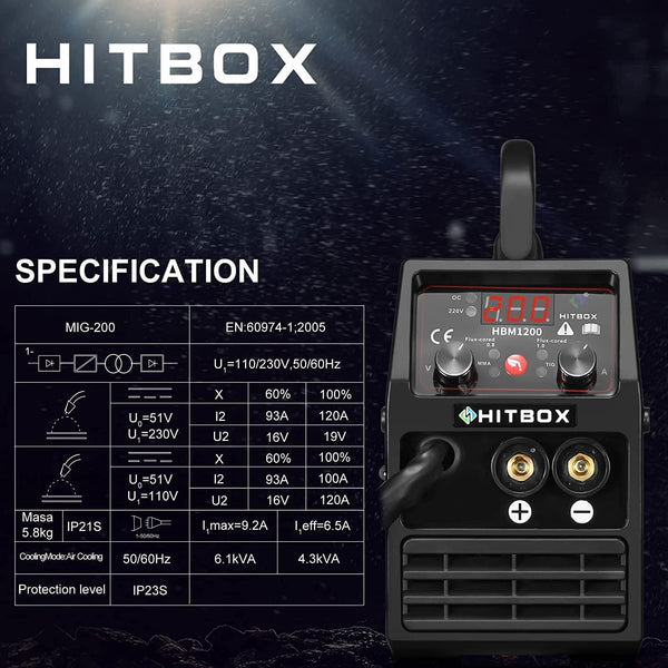 HITBOX 160A Stick Welder, 2 in 1 Lift TIG MMA ARC Welding Machine, 240V Portable Welder with Arc Force, Hot Start, Anti-Stick, LCD Digital Display, IGBT Inverter Welder for Home and Professional Use