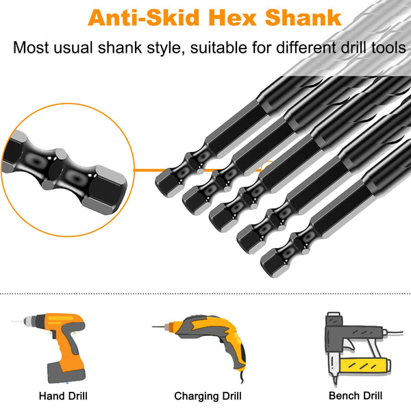 Masonry Drill Bit, Professional Masonry Drill Bit Set (10PCS) for Concrete/Glass/Brick/Cement/Tile/Wood/Etc, Industrial Strength Carbide Drill Bits Tip, 5/32"-1/2"