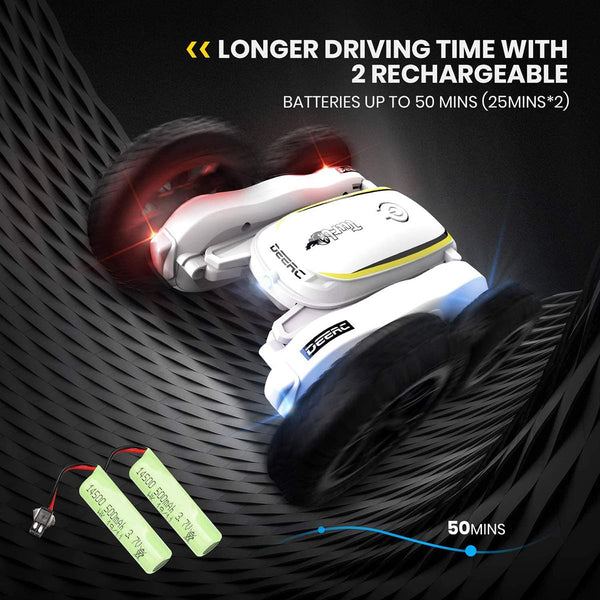 DEERC RC Cars Remote Control Car 1:14 Off Road Monster Truck,Metal Shell 4WD Dual Motors LED Headlight Rock Crawler,2.4Ghz All Terrain Hobby Truck with 2 Batteries for 90 Min Play,Boy Adult Gifts