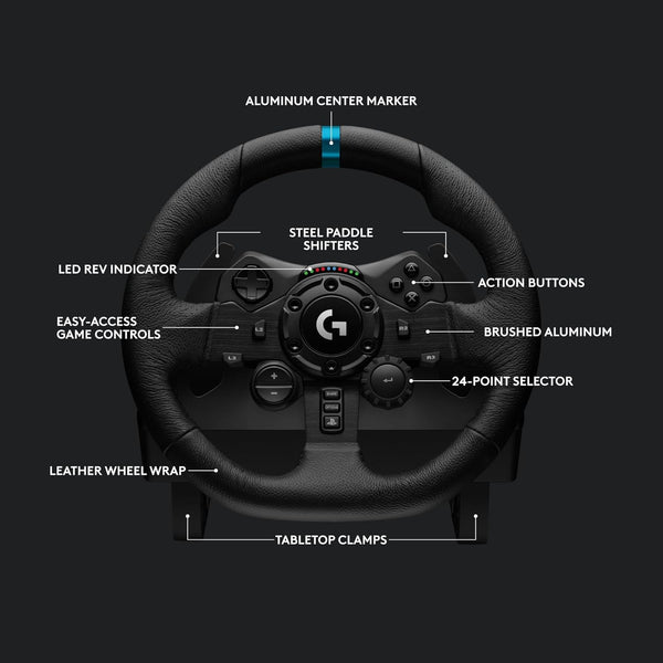 Logitech G923 Racing Wheel and Pedals TRUEFORCE Force Feedback + Logitech G Driving Force Shifter - Real Leather Sim Steering Wheel Pedals & Gear Shift for PS5 PS4 PC Mac