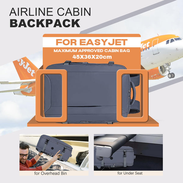 for Easyjet Cabin Bag 45x36x20, Travel Backpack with TSA Approved Clear Bag, Carry-ons Cabin Backpack for Travelling Underseat Cabin Bag Laptop Backpacks Luggage Set