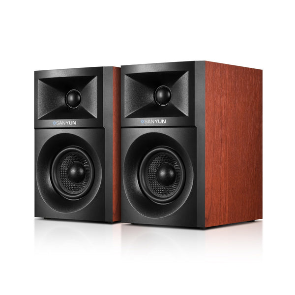 Sanyun SW203 4.0 Computer Speakers - 60W 4-Way DSP Control 3D Immersive Sound - 3" Carbon Fiber Woofer & 20mm Silk Dome Tweeter - 24bit DAC USB/Bluetooth 5.4/AUX - Studio-Grade Audio (Pair, Black)