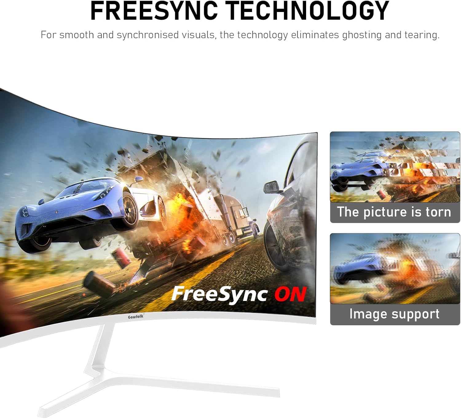 Gawfolk 34 Inch Ultrawide Curved 144Hz Gaming Computer Monitor 1500R PC Screen 21:9 UWQHD (3440x1440),Adaptive Sync,178° Viewing Angle,Display Port、HDMI 2.0, VESA75x75MM-Black