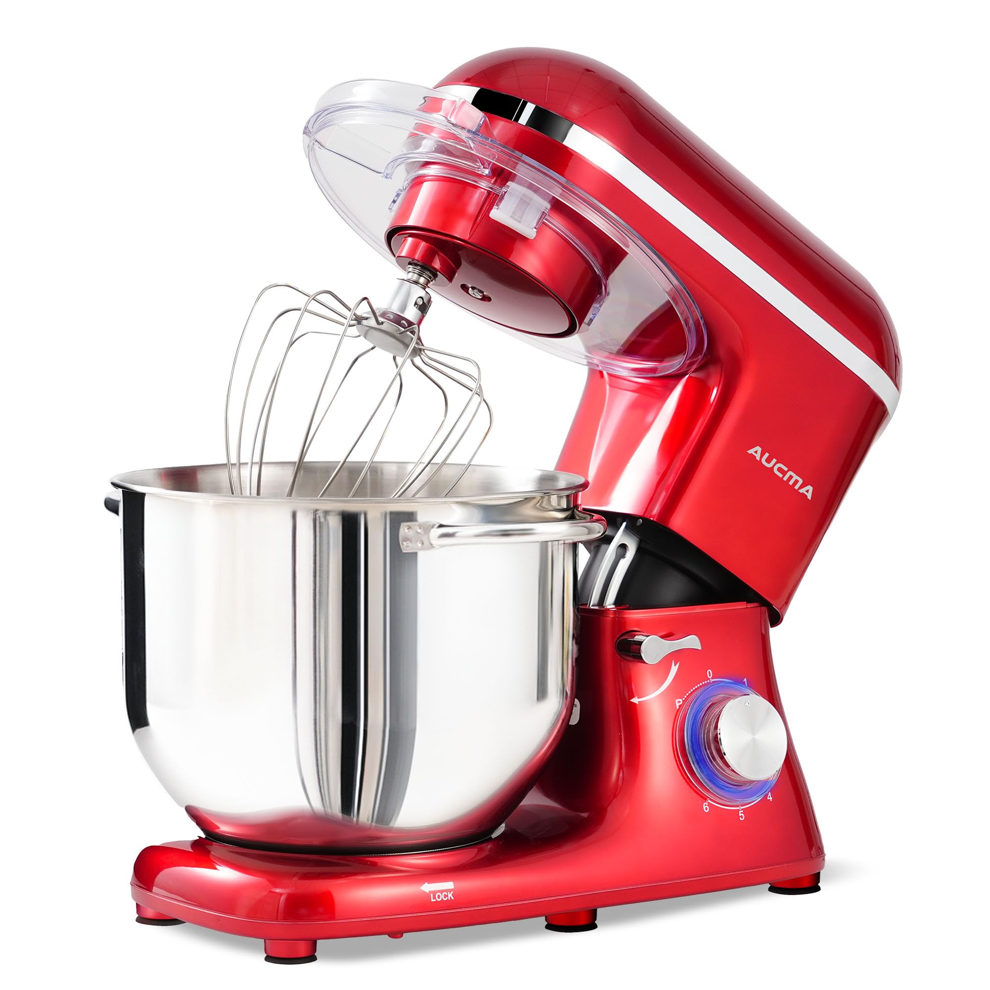 Aucma Stand Mixer, 6.2L Food Mixers for Baking, Electric Kitchen Mixers with Bowl, Dough Hook, Wire Whip & Beater (6.2L, Black)