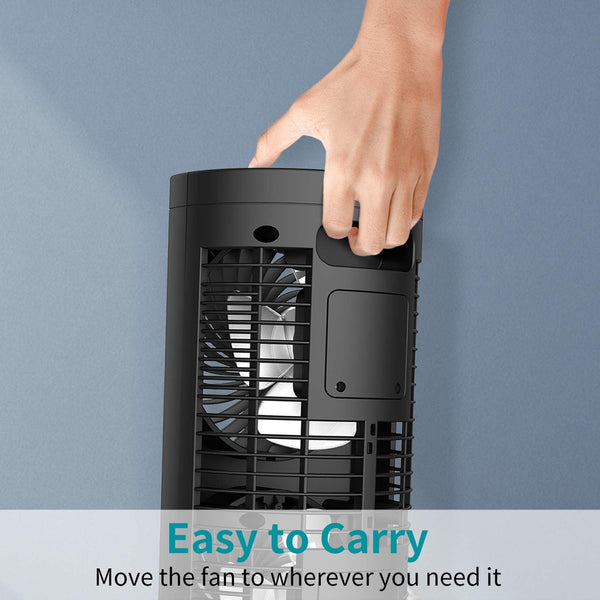 Dr. Prepare Tower Fan Oscillating, Portable Desk Fan with 3-Speed Options, 110° Oscillation, 3 Timers, Personal Quiet Table Fan for Home Office Desktop Bedroom, UK 3-Pin Plug