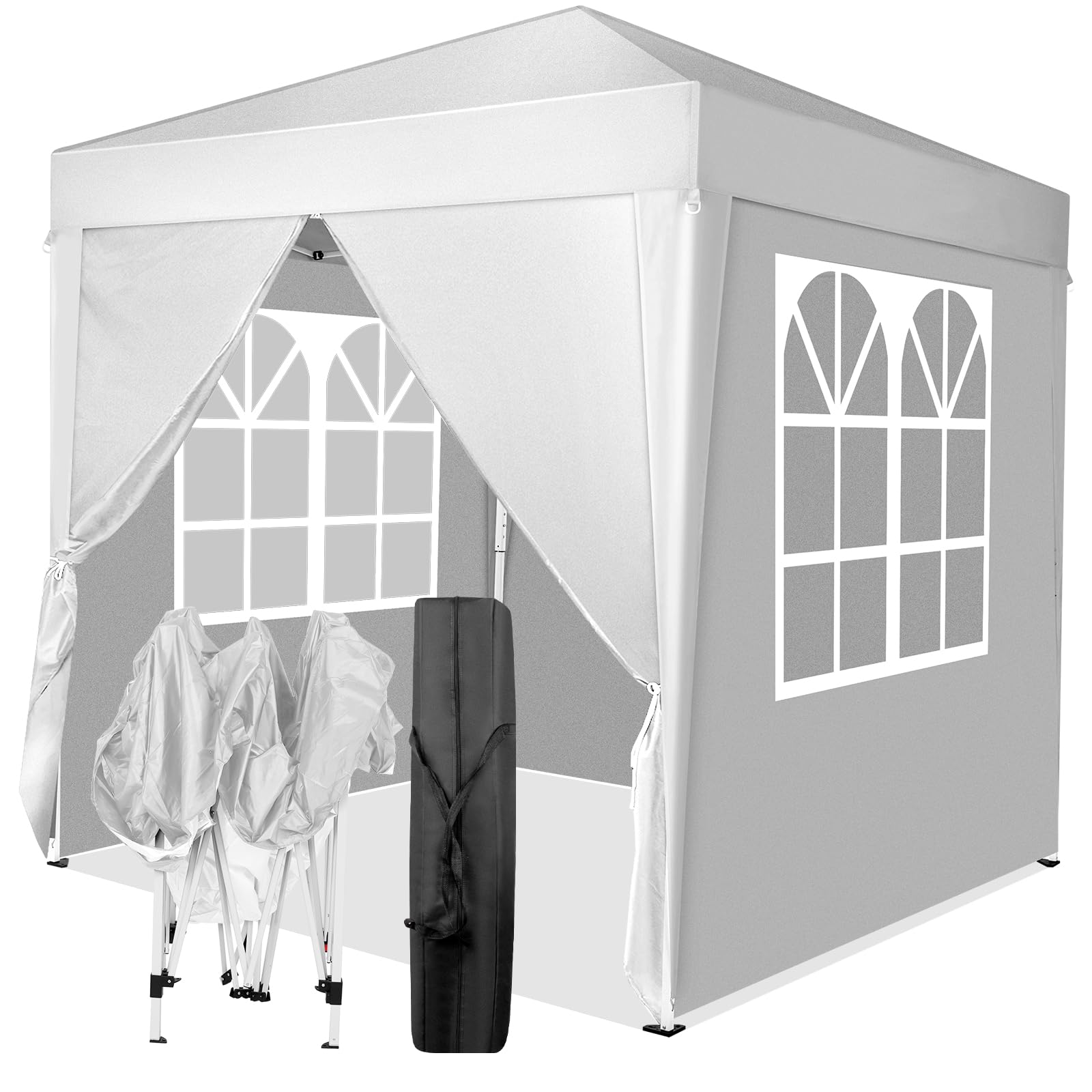 Bonnlo Pop Up Gazebo with Sides 3m x 3m, Easy Setup Instant Outdoor Canopy, Folding Garden Gazebo, Party Tent Grey